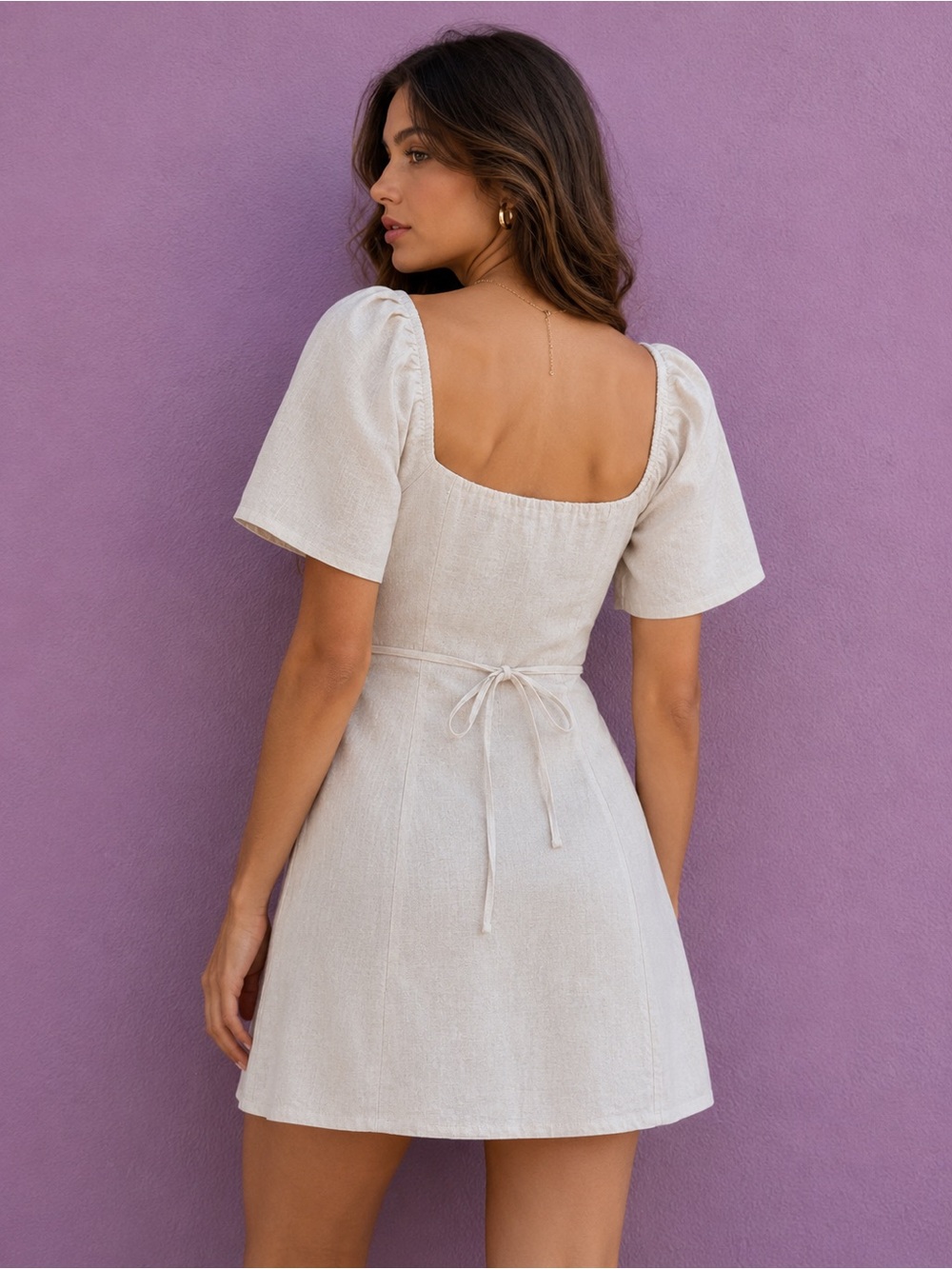 NWT Abercrombie & Fitch Linen Blend Dress | Petite Medium | Fully Lined - Picture 2 of 10